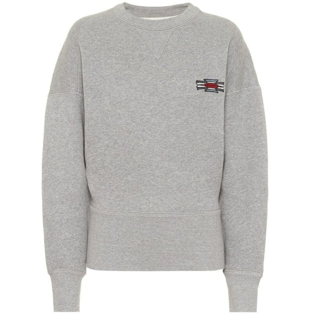 Isabel Marant Gray Crewneck Sweatshirt with Small Chest Patch